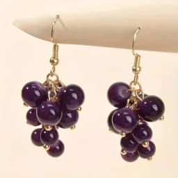 EVISPOL Y2K-Inspired Green Grape Earrings Cute Plastic Fruit Design for Women Jewelry Stylish Grape Earrings Piercing Jewelry