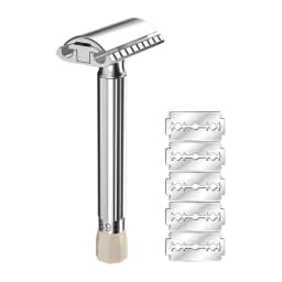 Minghi Safety Double Edge Razor 9-speed Adjustable Razors Classic Metal Tradision Design Shaver With 5 Blades