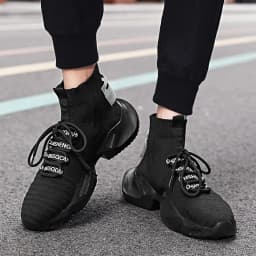 YRZL Men's High Top Mesh Sneakers Lightweight Breathable Fashion Casual Walking Shoes for Men Comfortable Running Shoes for Men