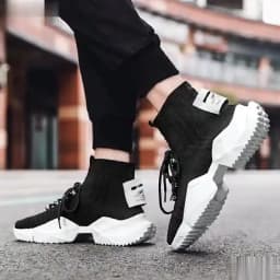 YRZL Men's High Top Mesh Sneakers Lightweight Breathable Fashion Casual Walking Shoes for Men Comfortable Running Shoes for Men