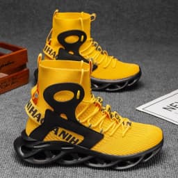 YRZL Men's High Top Mesh Sneakers Lightweight Breathable Fashion Casual Walking Shoes for Men Comfortable Running Shoes for Men