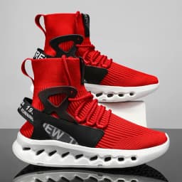 YRZL Men's High Top Mesh Sneakers Lightweight Breathable Fashion Casual Walking Shoes for Men Comfortable Running Shoes for Men