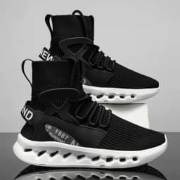 YRZL Men's High Top Mesh Sneakers Lightweight Breathable Fashion Casual Walking Shoes for Men Comfortable Running Shoes for Men