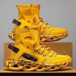 YRZL Men's High Top Mesh Sneakers Lightweight Breathable Fashion Casual Walking Shoes for Men Comfortable Running Shoes for Men