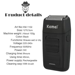 Kemei 1102 Electric Shaver Men Electric Razor Rechargeable Floating Beard Shaver Hair Trimmer Face Care Shaving Machine