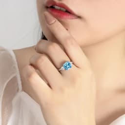 925 Sterling Silver Blue Zircon Adjustable Rings For Women  Engagement Luxury Fine Jewelry Wedding Accessories Argent 925