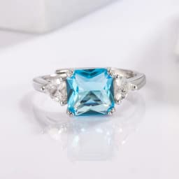 925 Sterling Silver Blue Zircon Adjustable Rings For Women  Engagement Luxury Fine Jewelry Wedding Accessories Argent 925