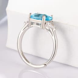 925 Sterling Silver Blue Zircon Adjustable Rings For Women  Engagement Luxury Fine Jewelry Wedding Accessories Argent 925