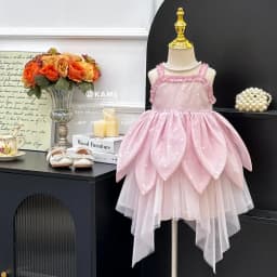 Girls Dress 2026 Summer New Flower Fairy Princess Strap Dress Super Fairy Children Birthday Princess Dress