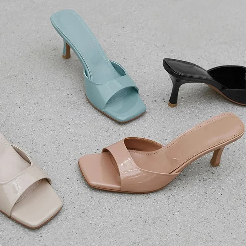 2025 Trendy Women's High Heel Sandals Summer New Square Head Open Toe Women's Elegant Casual Comfortable High Heel Sandals