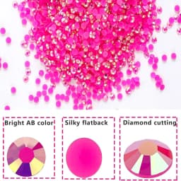 10000Pcs Hot Pink AB Flatback Resin Rhinestones, 2mm-6mm Faux Nail Gems Crystal Bead for Crafts DIY Nail Art Charms Supplies