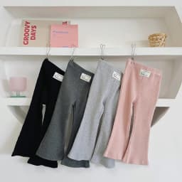 1-8 Y Girls Solid Elasticity Trousers Children's Summer Fit Leggins Flares Pants Kids casual Wearing Long Pant for Outdoor