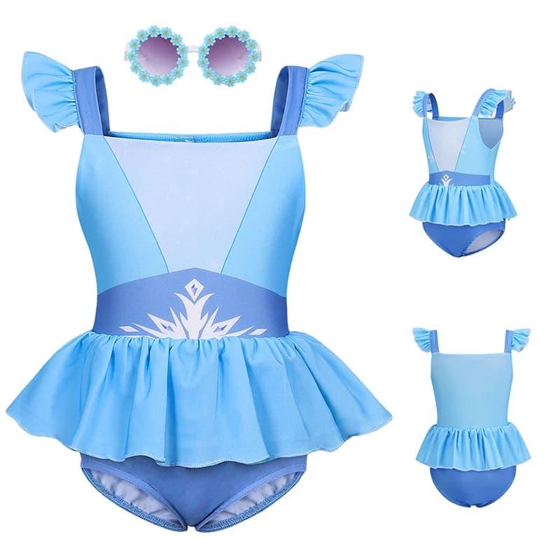 Girls Summer Swimming Baby Kids One-Piece Bathing Princess Elsa Bikini Suit Swimwear Swimsuit Children Princess Costume 2-10Yrs