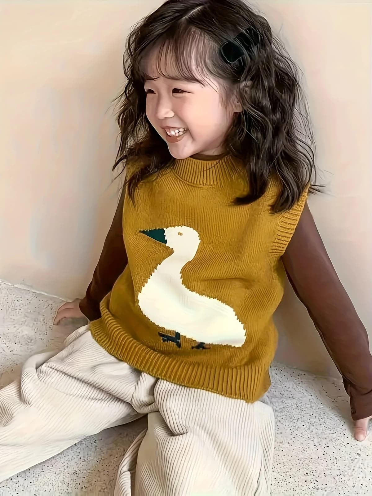 Children's Knitted Vest for Boys and Girls, Spring and Autumn New Style, Baby Sweater Pullover, Loose Outerwear, Korean Style Trendy