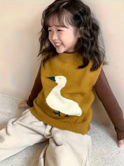 Children's Knitted Vest for Boys and Girls, Spring and Autumn New Style, Baby Sweater Pullover, Loose Outerwear, Korean Style Trendy