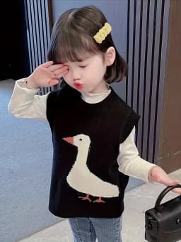 Children's Knitted Vest for Boys and Girls, Spring and Autumn New Style, Baby Sweater Pullover, Loose Outerwear, Korean Style Trendy