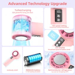 Mini Fan 100 Gear Wind Speed Electric Fan Digital Display Adjustable Turbo Portable Outdoor Handheld of Cold Compressed Sheets