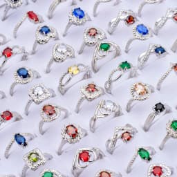 25Pcs/Lot Fashion Luxury Colorful Rhinestone Rings For Women Mix Style Engagement Wedding Jewelry Party Gifts Wholesale