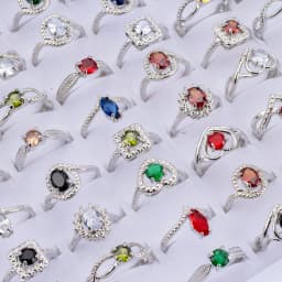 25Pcs/Lot Fashion Luxury Colorful Rhinestone Rings For Women Mix Style Engagement Wedding Jewelry Party Gifts Wholesale