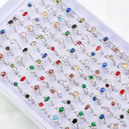 25Pcs/Lot Fashion Luxury Colorful Rhinestone Rings For Women Mix Style Engagement Wedding Jewelry Party Gifts Wholesale