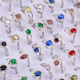 25Pcs/Lot Fashion Luxury Colorful Rhinestone Rings For Women Mix Style Engagement Wedding Jewelry Party Gifts Wholesale
