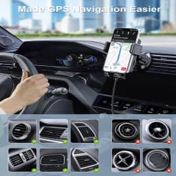 UYUXIO Auto Clamping Wireless Car Charger with LED Light 66W Fast Charging Air Vent Car Phone Holder for iPhone 16 15 14 Pro Max