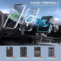 UYUXIO Auto Clamping Wireless Car Charger with LED Light 66W Fast Charging Air Vent Car Phone Holder for iPhone 16 15 14 Pro Max