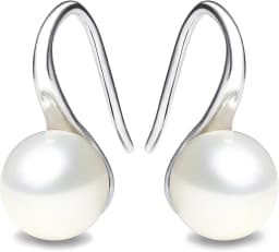 Silver Plated Gold Plated Hoop Handpicked AAA+ Quality White Freshwater Cultured Pearl Dangle Drop Earrings Jewelry for Women