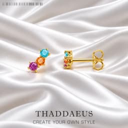 Gold Plated Ear Studs Colourful Stones Europe Bohemia Jewerly For Women New Gift In 925 Sterling Silver