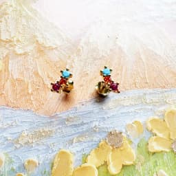 Gold Plated Ear Studs Colourful Stones Europe Bohemia Jewerly For Women New Gift In 925 Sterling Silver