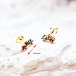 Gold Plated Ear Studs Colourful Stones Europe Bohemia Jewerly For Women New Gift In 925 Sterling Silver