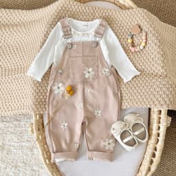 Summer Hot Baby Suspender Pants Sleeveless Flower Embroidery Loose Overalls Romper Girls Jumpsuits Boys Clothes with Pockets