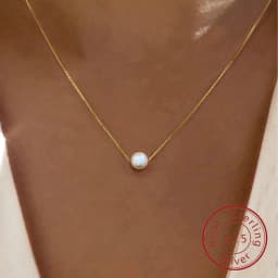 925 Sterling Silver Luxury Fashion White 6MM 8MM 10MM Mother of Pearl Pendant Necklace for Women Wedding Jewelry Accessories