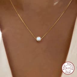 925 Sterling Silver Luxury Fashion White 6MM 8MM 10MM Mother of Pearl Pendant Necklace for Women Wedding Jewelry Accessories