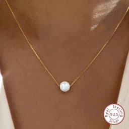 925 Sterling Silver Luxury Fashion White 6MM 8MM 10MM Mother of Pearl Pendant Necklace for Women Wedding Jewelry Accessories