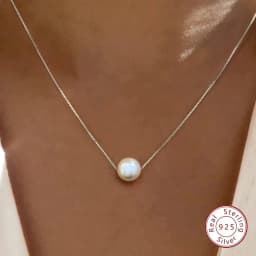 925 Sterling Silver Luxury Fashion White 6MM 8MM 10MM Mother of Pearl Pendant Necklace for Women Wedding Jewelry Accessories