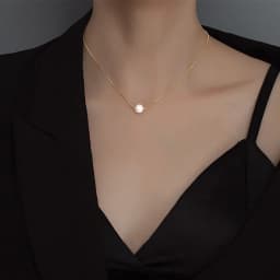 925 Sterling Silver Luxury Fashion White 6MM 8MM 10MM Mother of Pearl Pendant Necklace for Women Wedding Jewelry Accessories