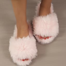 2026 New Women's Faux Fur Fluffy Slippers Autumn Winter Home Floor Shoes Soft EVA Sole Light Weight Female Fashion Slides