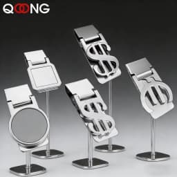6 styles Custom Lettering Quality Money Clip Wallet For Men Stainless Steel Metal Money Clip Simple Dollar Cash Clamp Holder