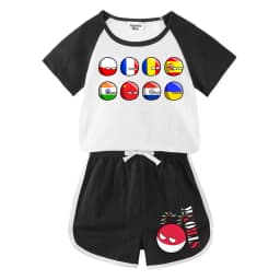 Countryball Polandballs Clothes for Summer Toddler Girls Clothes Children Top Child Tracksuit Boys Suit Child House Clothing