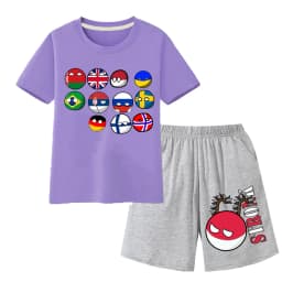 Countryball Polandballs Clothes for Summer Toddler Girls Clothes Children Top Child Tracksuit Boys Suit Child House Clothing