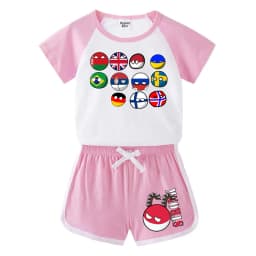 Countryball Polandballs Clothes for Summer Toddler Girls Clothes Children Top Child Tracksuit Boys Suit Child House Clothing