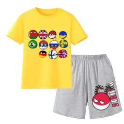 Countryball Polandballs Clothes for Summer Toddler Girls Clothes Children Top Child Tracksuit Boys Suit Child House Clothing