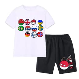Countryball Polandballs Clothes for Summer Toddler Girls Clothes Children Top Child Tracksuit Boys Suit Child House Clothing