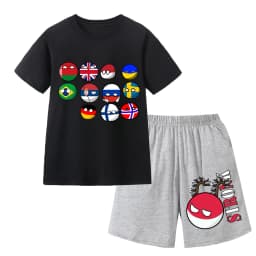 Countryball Polandballs Clothes for Summer Toddler Girls Clothes Children Top Child Tracksuit Boys Suit Child House Clothing