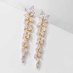 ZAKOL Water Drop Zircon Leaf Shape Bridal Wedding Dangle Earrings For Women Temperament Elegant Party Gift Jewelry Accessories