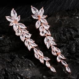 ZAKOL Water Drop Zircon Leaf Shape Bridal Wedding Dangle Earrings For Women Temperament Elegant Party Gift Jewelry Accessories