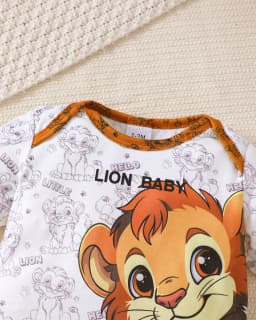 0-18 Month Old Baby Boy Set Cartoon Lion Print Top, Pants, Hat Three Piece Set, Newborn Baby Boy Summer Fashion Set