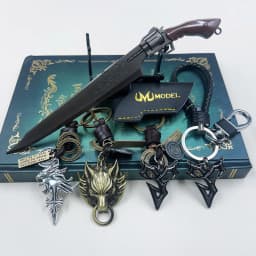 22cm Lion Heart Gunblade with Keychain FF VIII Game Merchandise Squall Leonhart Metal Blade Model for Home Decoration Collection