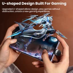 Toocki X97C1 PD20W Fast Charging iP Cable for iPhone 14 USB C to Elbow U-shaped Lighting Cable without Blocking Hands for Gaming